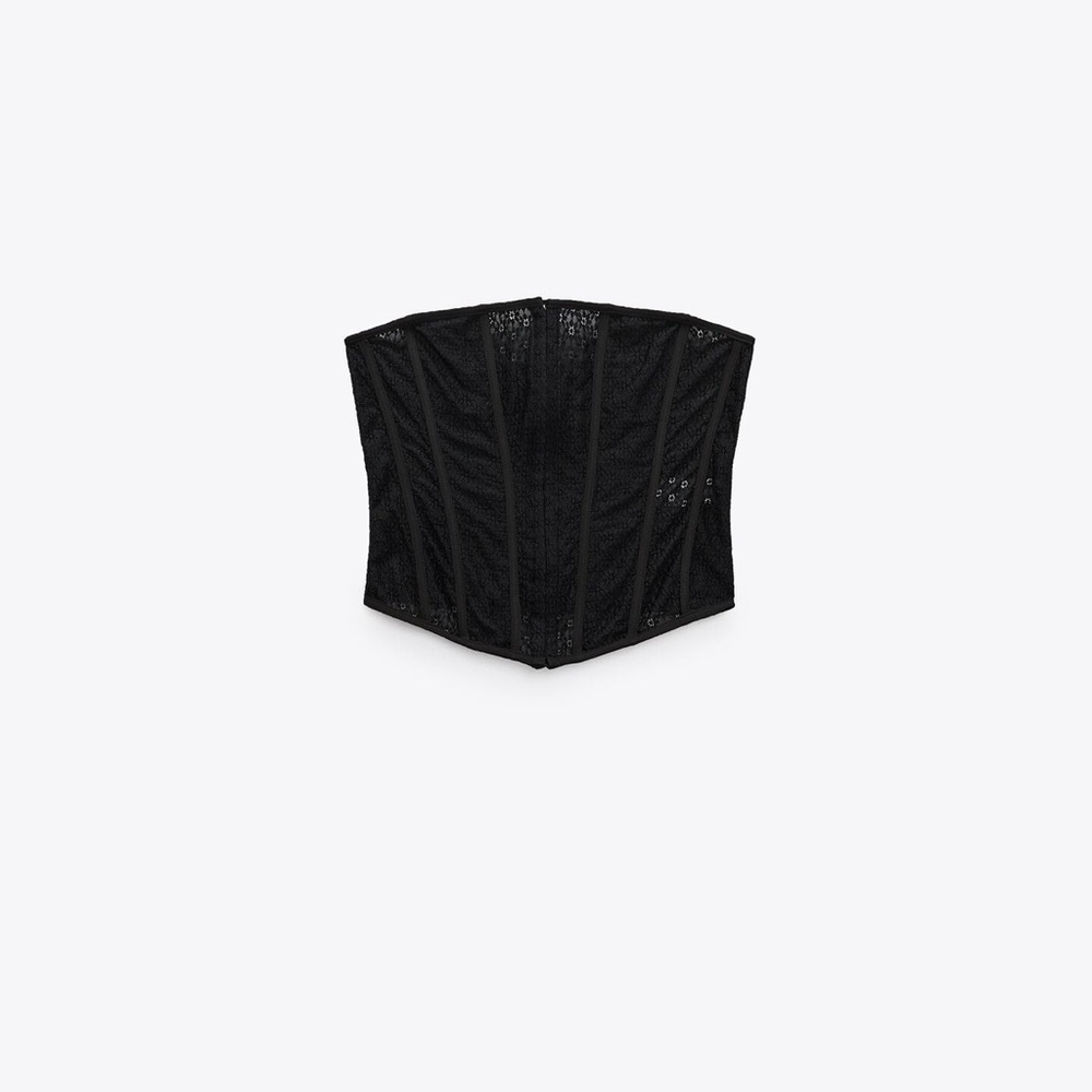 ZARA Black corset strapless top